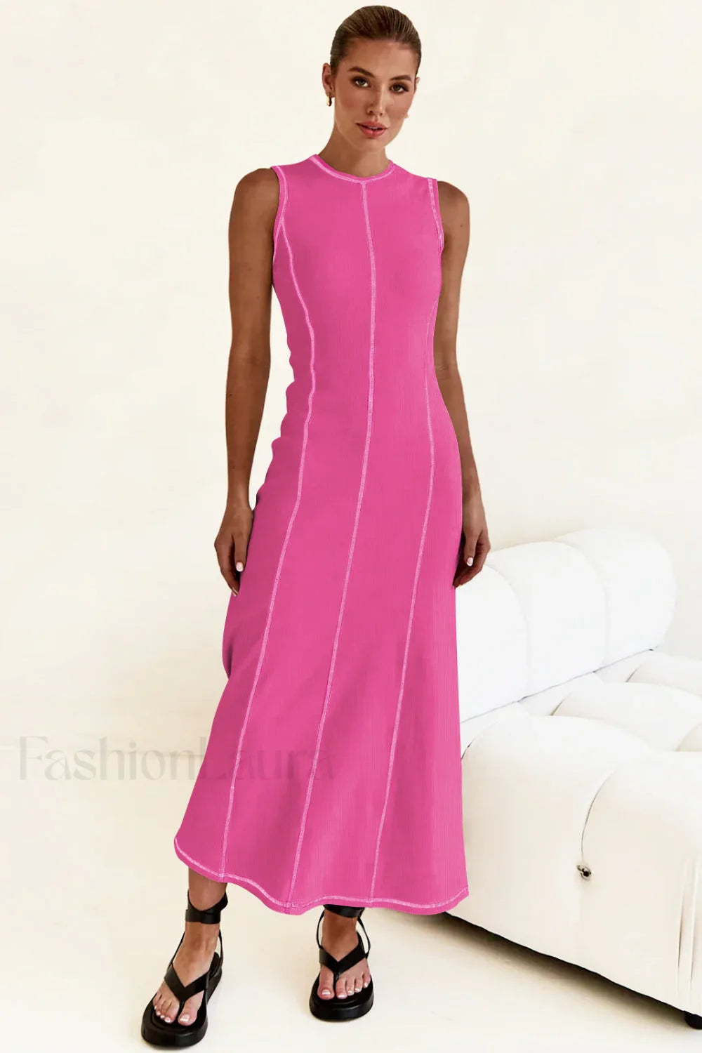 Knit Sleeveless A-Line Retro Work Dress