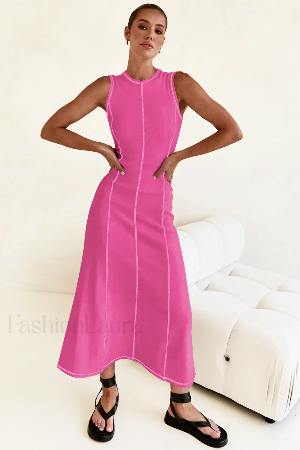 Knit Sleeveless A-Line Retro Work Dress