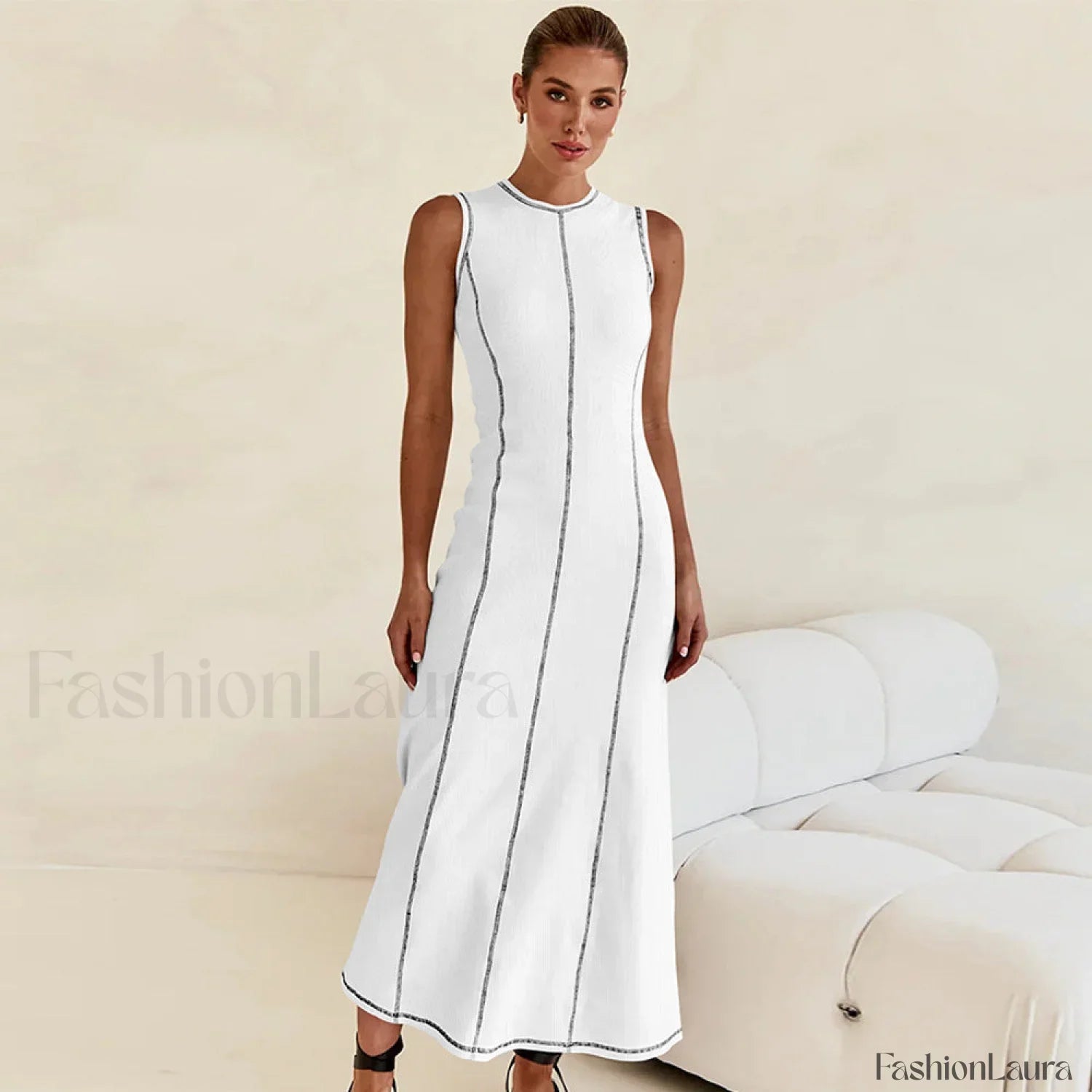 Knit Sleeveless A-Line Retro Work Dress