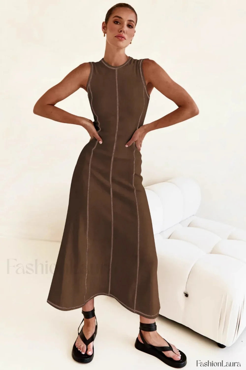 Knit Sleeveless A-Line Retro Work Dress