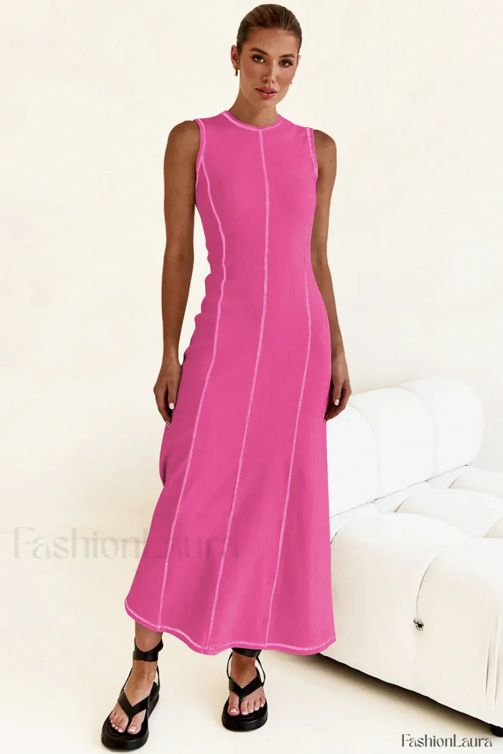 Knit Sleeveless A-Line Retro Work Dress