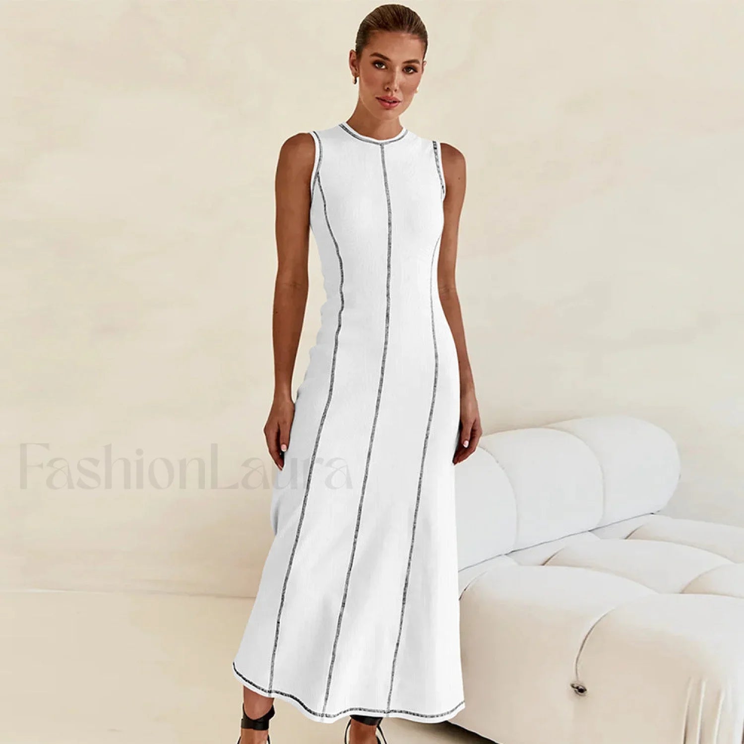 Knit Sleeveless A-Line Retro Work Dress