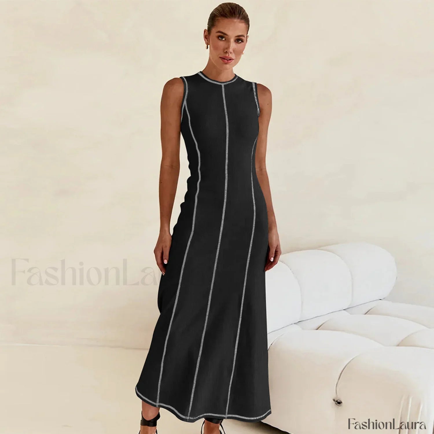 Knit Sleeveless A-Line Retro Work Dress