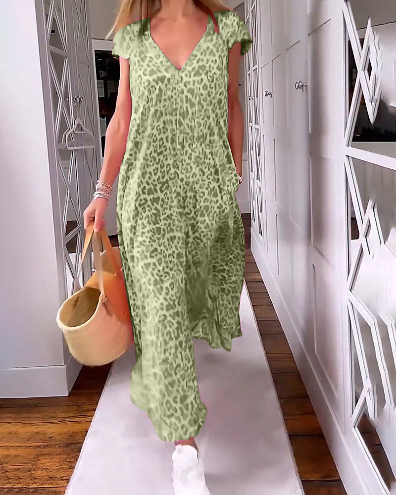 Zenaida Elevated Dress with V Neck and Short Sleeves Evening Wear Edit