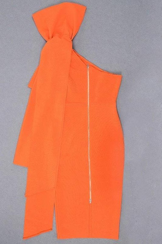 Lela Long Sleeve Bandage Midi Dress - Apricot Orange (Sale)