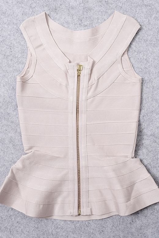 Leni Bandage Peplum Top - Beige