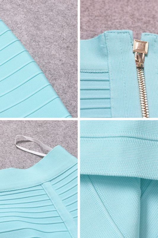 Leni Bandage Top and Knee Length Skirt Set - Sky Blue