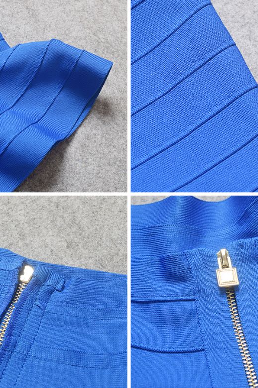 Leni Bandage Top and Knee Length Skirt Set - Royal Blue