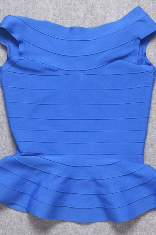 Leni Bandage Peplum Top - Royal Blue