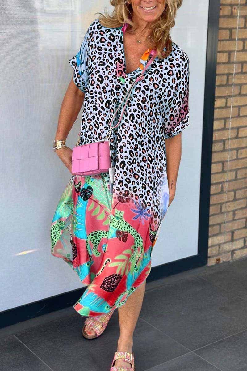Nuria Leopard Print Short Sleeve Dress for Women Brunch Outfit Idea