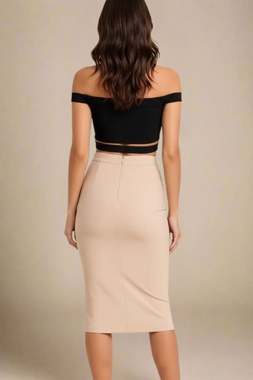 Lexia Bandage Top and Midi Skirt Set - Classic Black