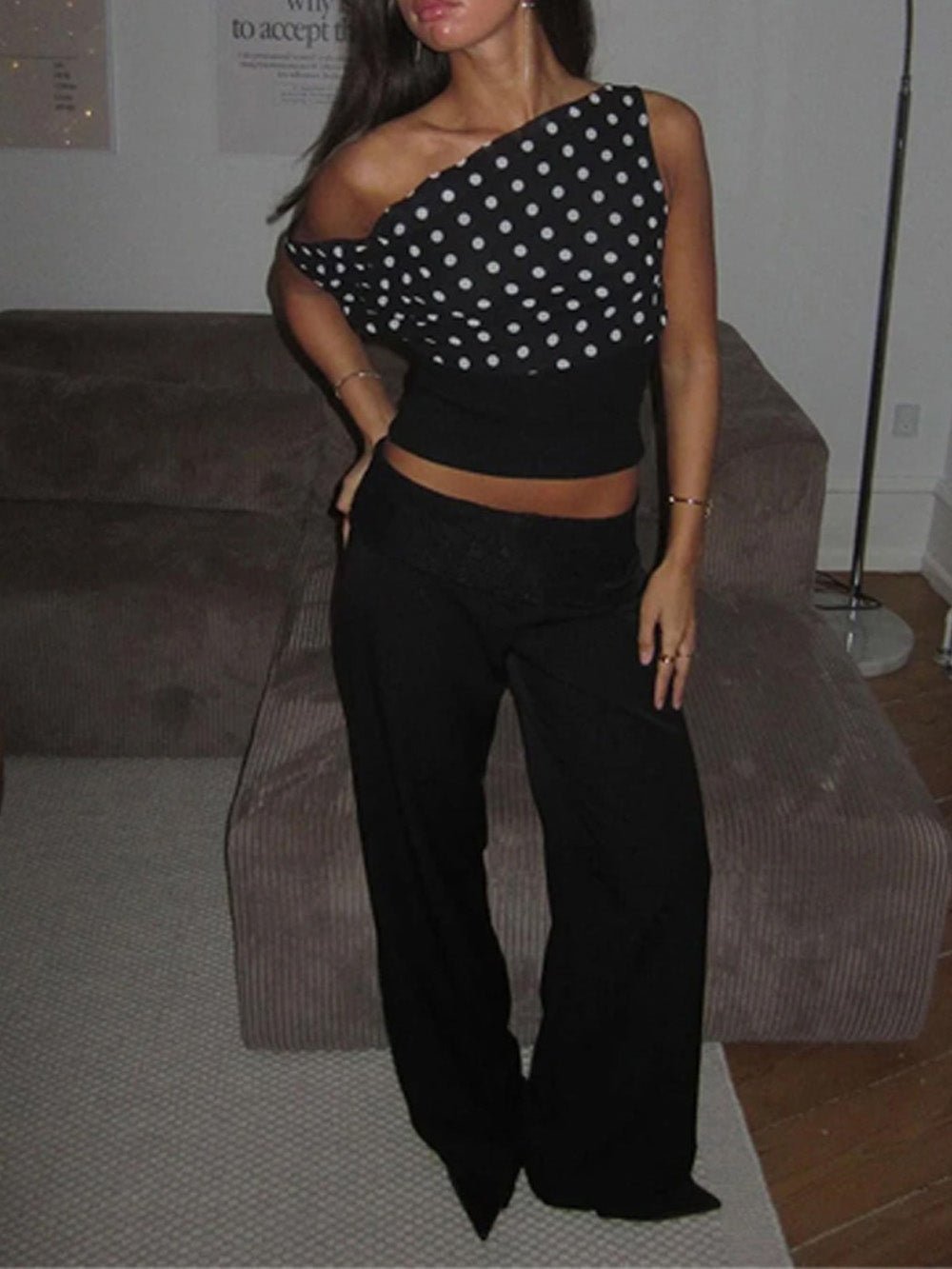 Lila Polka Dot Crop Top