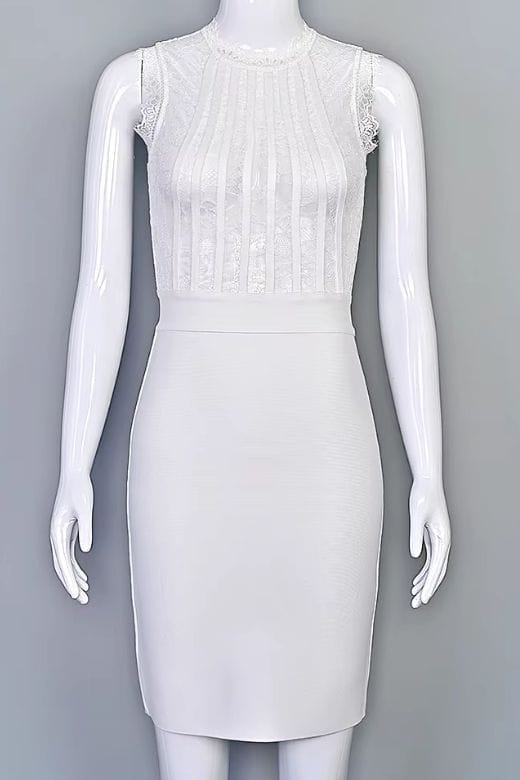 Lori Bodycon Dress - White Pearl