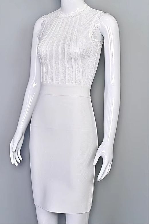 Lori Bodycon Dress - White Pearl