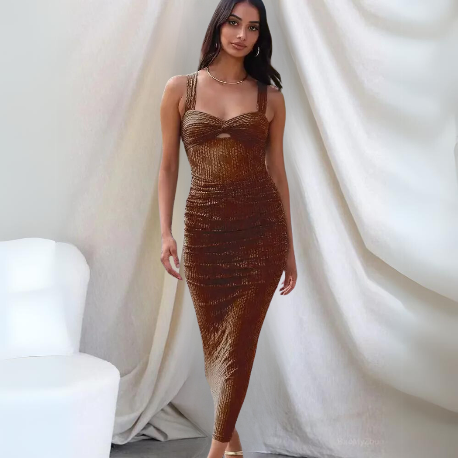 Victoria Luxe Long Fitted Summer Dress Designer Edit