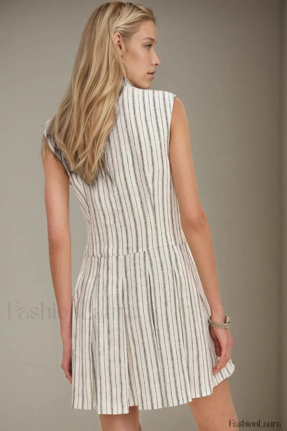 Minimalist Slimming Sleeveless Button-Front Work Dress