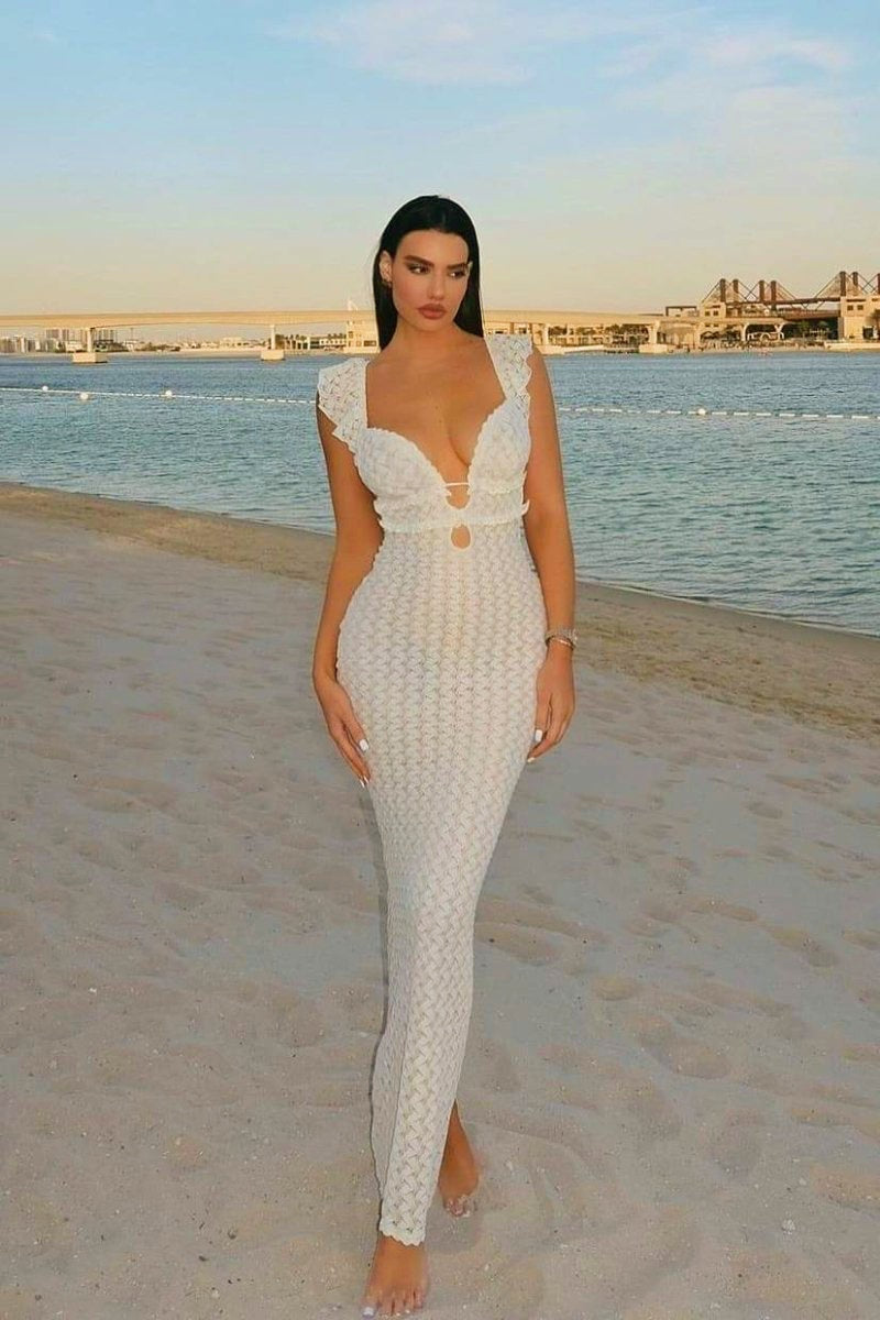 Muriel Ruffle Cut - out Knit Maxi Dress
