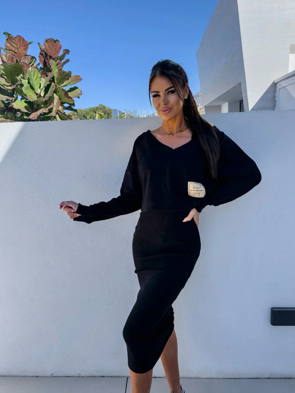 Francisca Statement Casual Sweatshirt Dress Set Elevated Occasion Wear