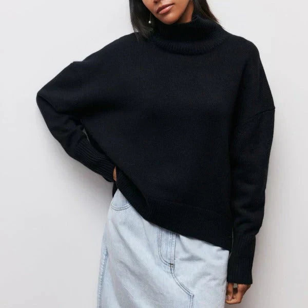 Turtleneck Short Sleeve Oversized Knit Sweater 5