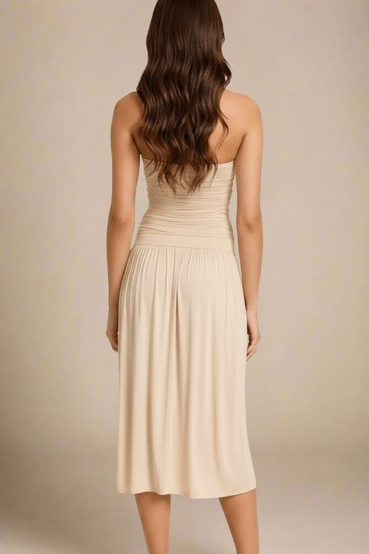 North Bodycon Wrap Midi Dress - Beige (Sale)