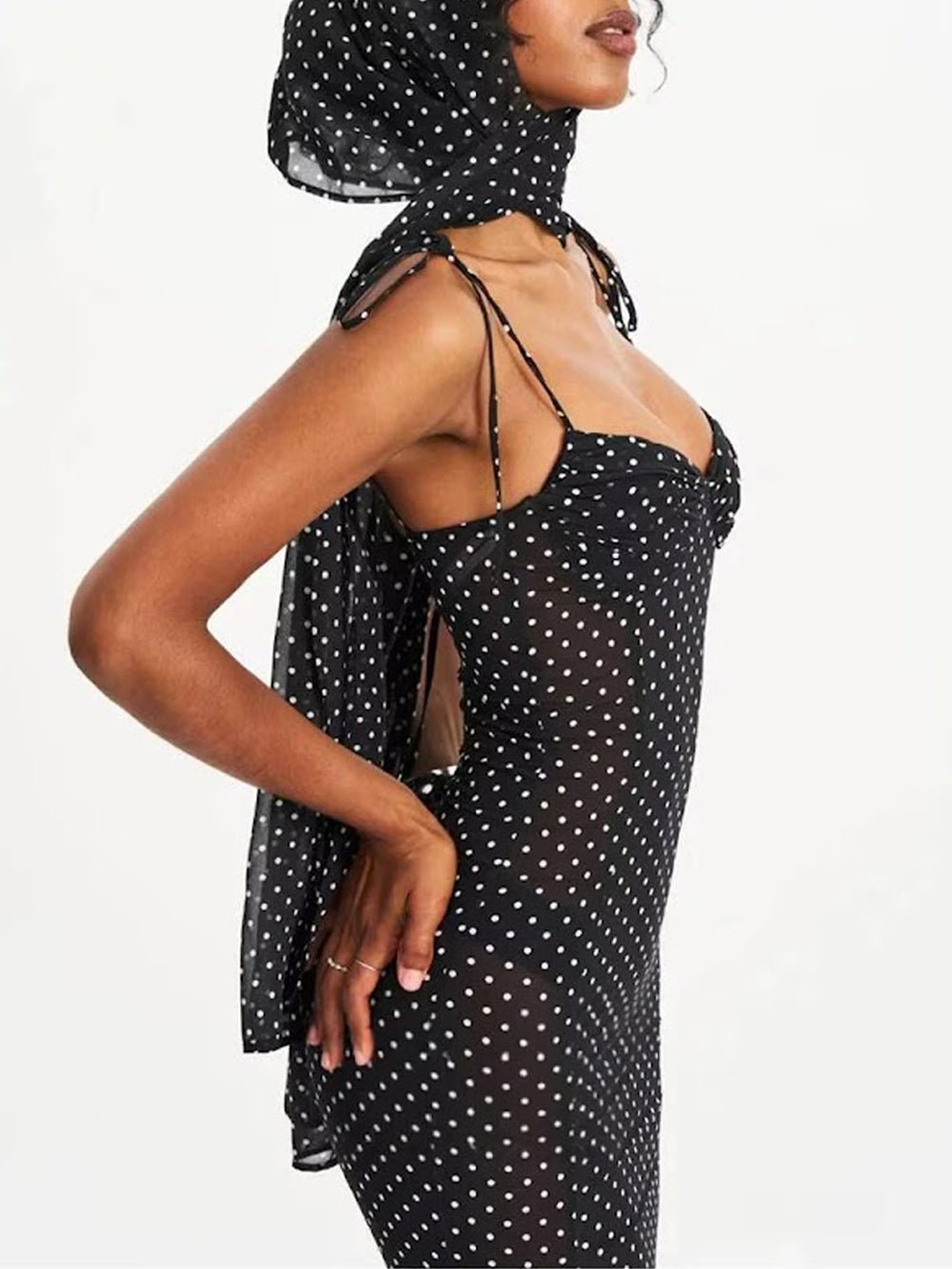 Odette Polka Dot Mesh Midi Dress