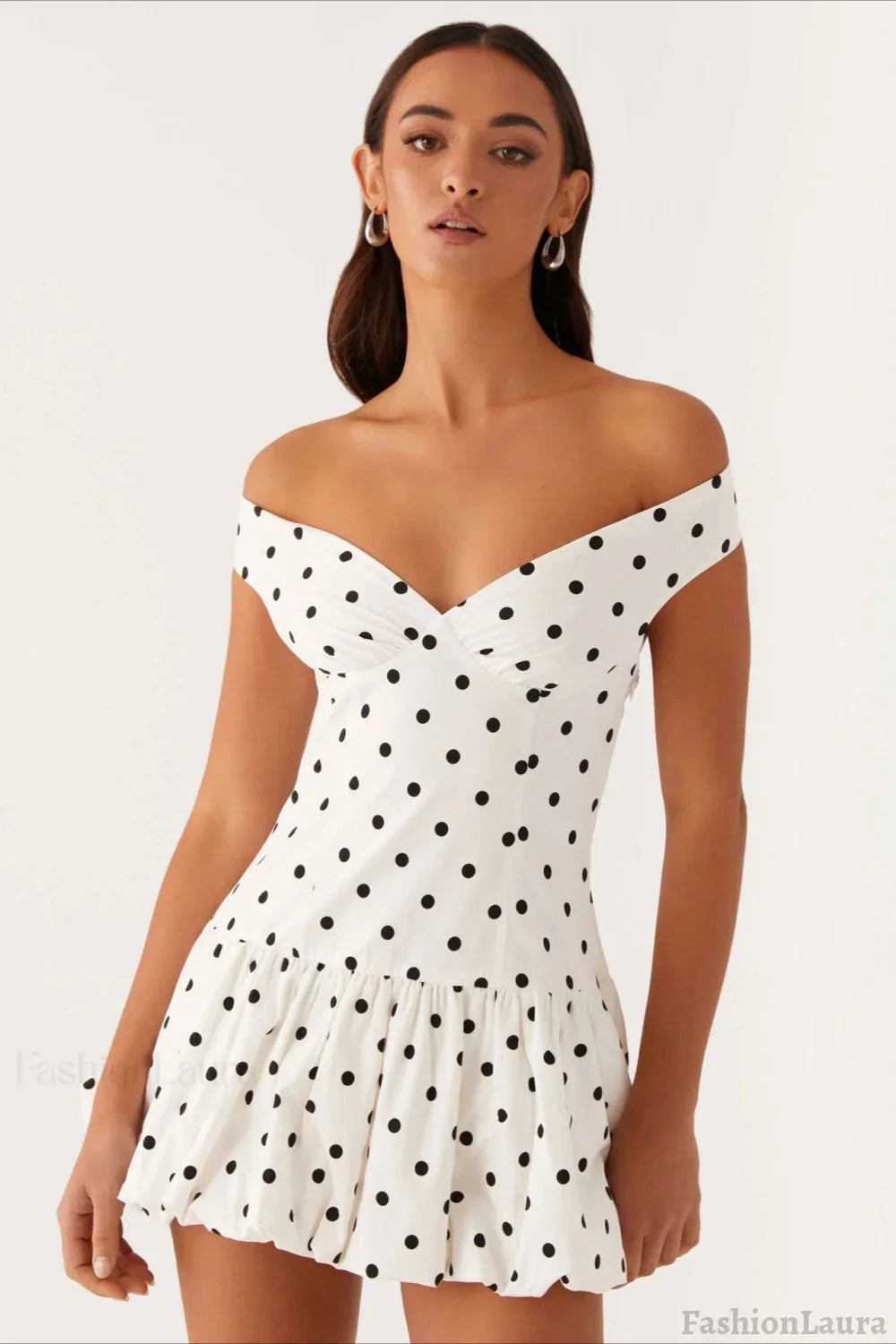 White Off Shoulder Peplum Mini Dress 2