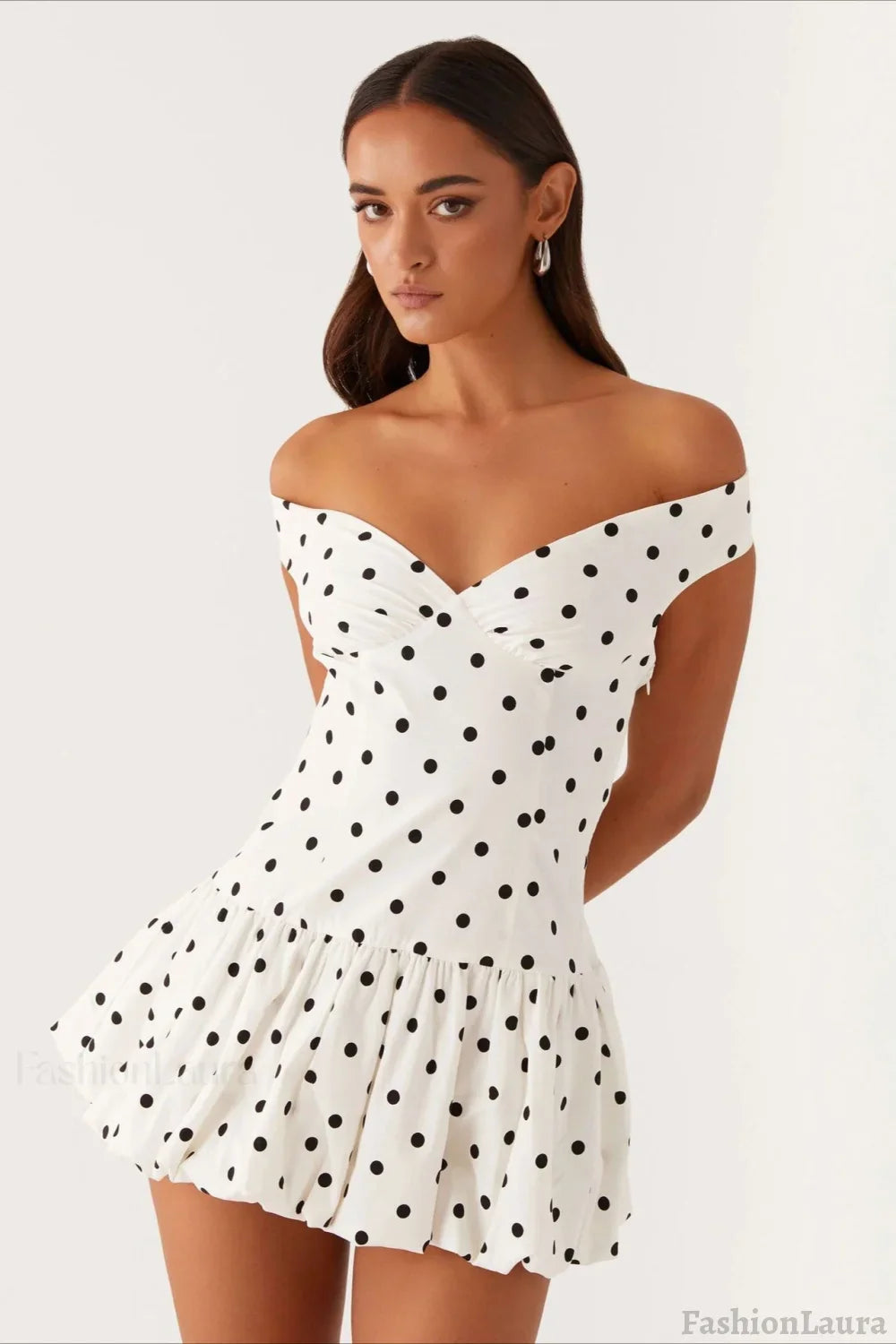 White Off Shoulder Peplum Mini Dress
