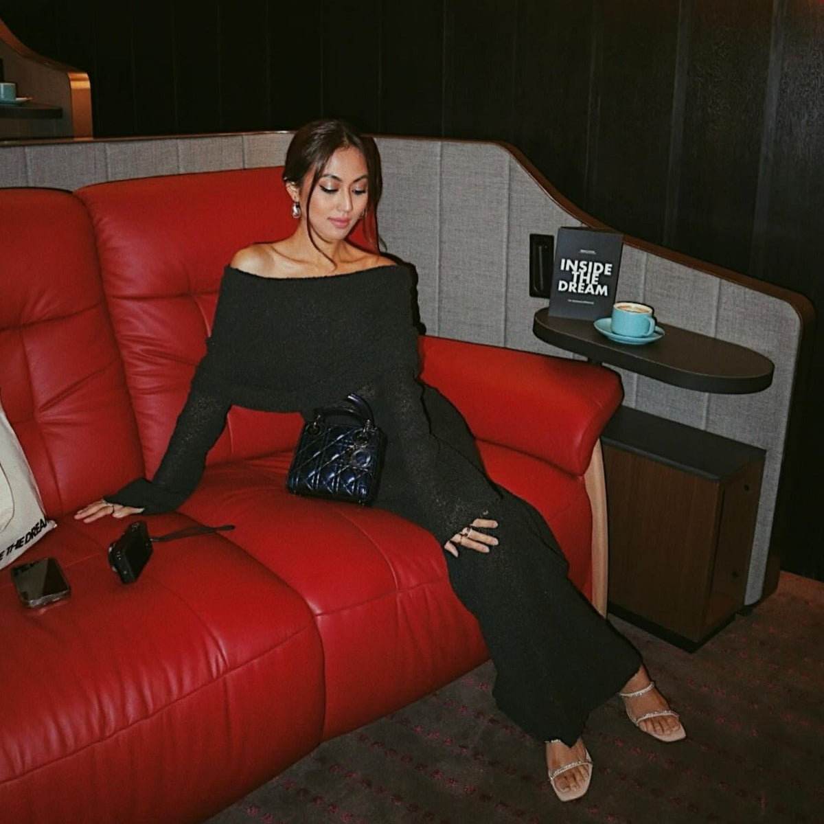 Off-Shoulder Long Sleeve Sheer Knit Bodycon Maxi Dress 11