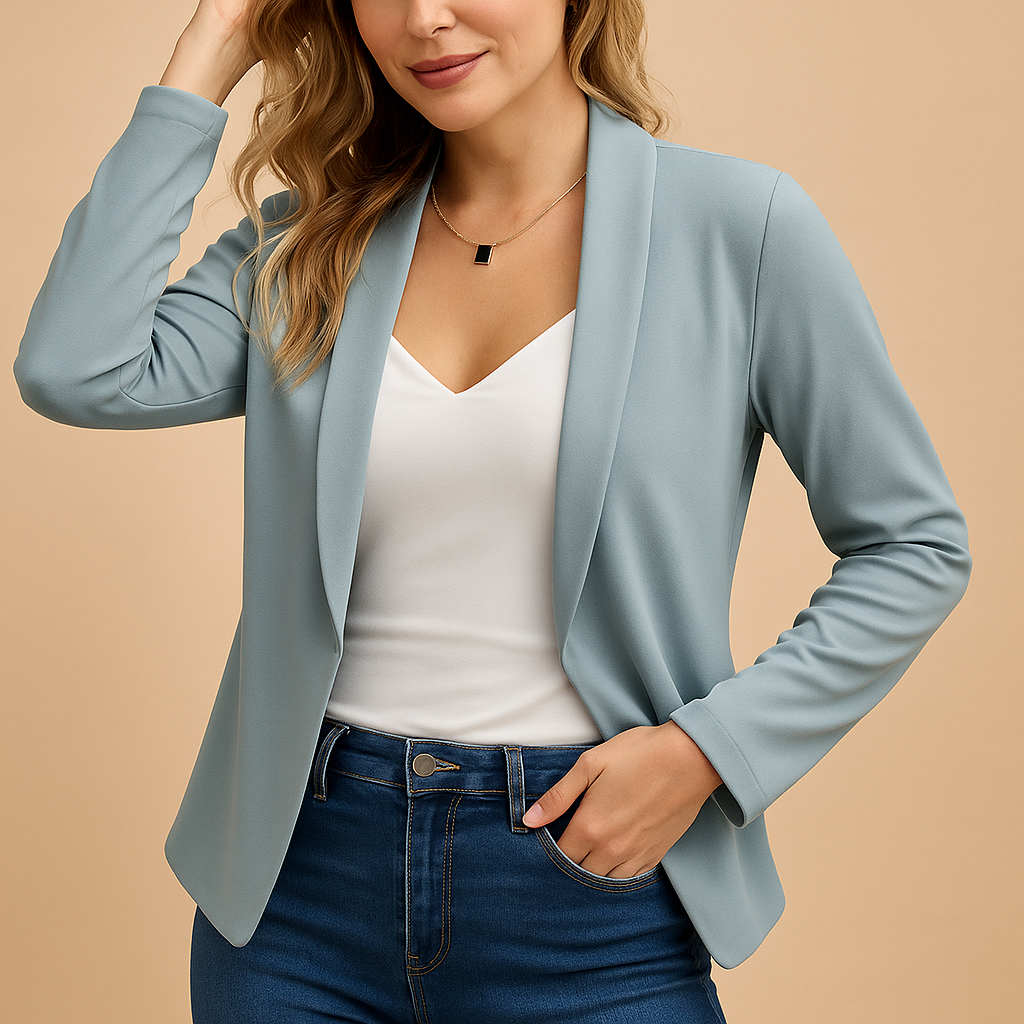 Shawl Collar Open Front Long Sleeve Cropped Blazer