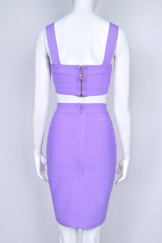 Ophelia Bandage Crop Top and Skirt Set - Violet