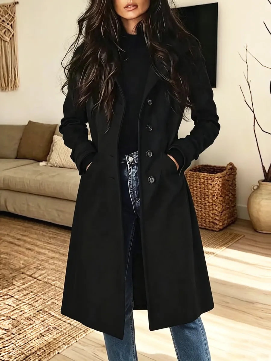 Stand Collar Button Front Suede Longline Coat 3