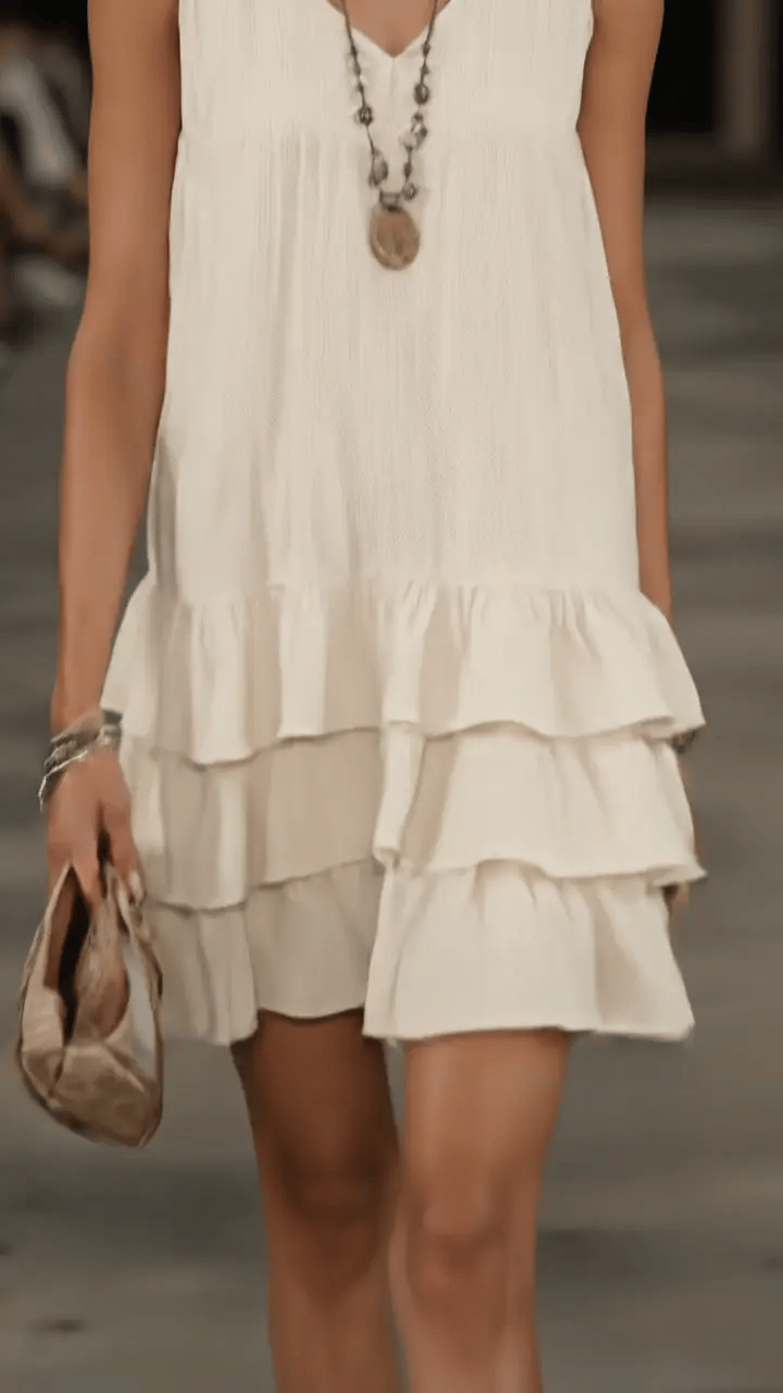 V-Neck Sleeveless Tiered Ruffle Mini Dress 2