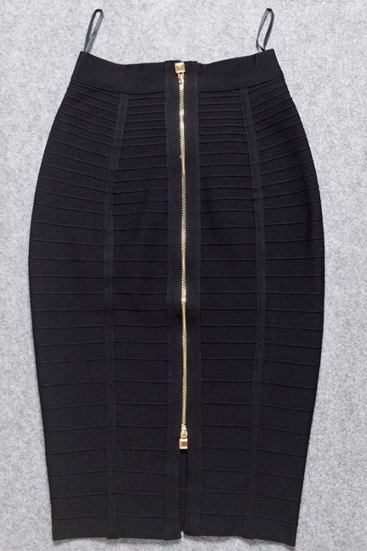 Leni Bandage Top and Knee Length Skirt Set - Classic Black