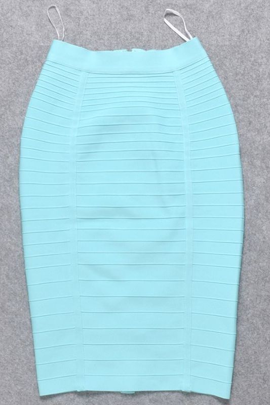 Leni Bandage Top and Knee Length Skirt Set - Sky Blue