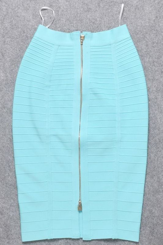Leni Bandage Top and Knee Length Skirt Set - Sky Blue