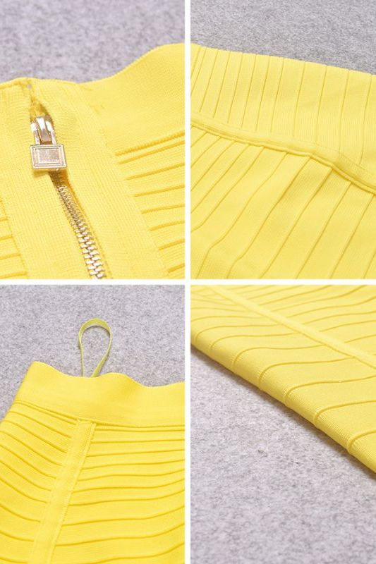 Pencil Bandage Knitted Knee Length Skirt - Sun Yellow