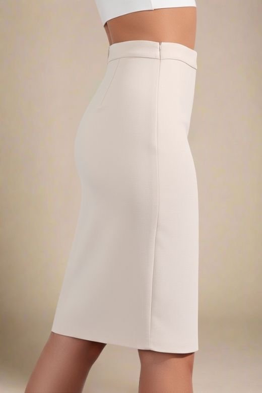 Pencil High Waist Bandage Knee Length Skirt - Cream