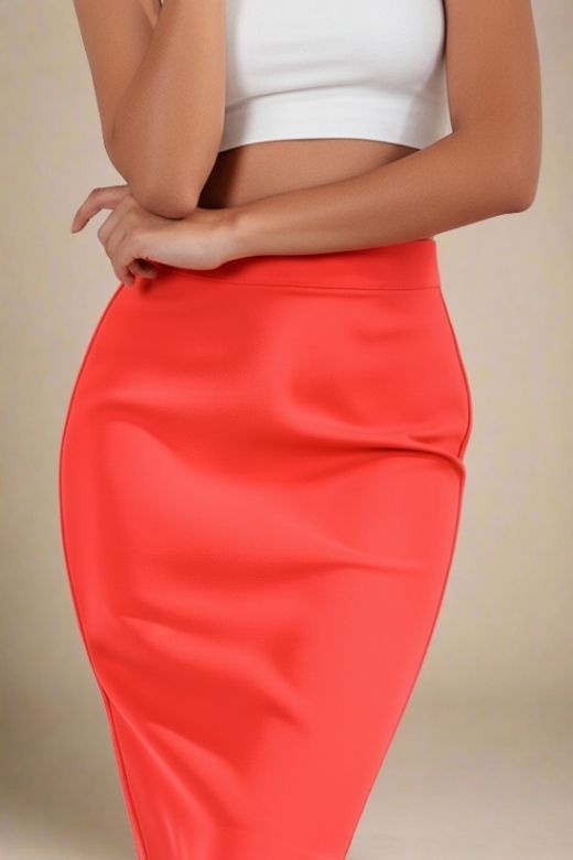 Pencil High Waist Bandage Knee Length Skirt - Lipstick Red