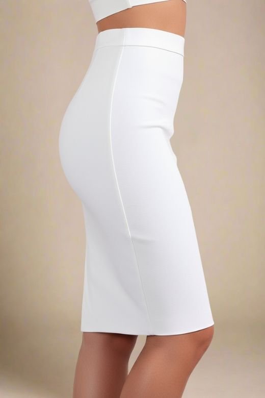 Pencil High Waist Bandage Knee Length Skirt - White Pearl