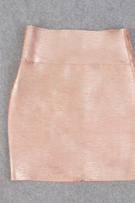 Pencil High Waist Bandage Metallic Mini Skirt - Baby Pink