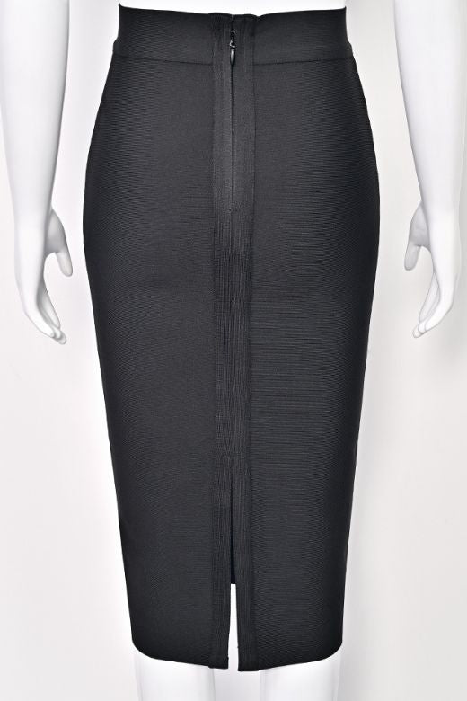 Pencil High Waist Bandage Midi Skirt - Classic Black