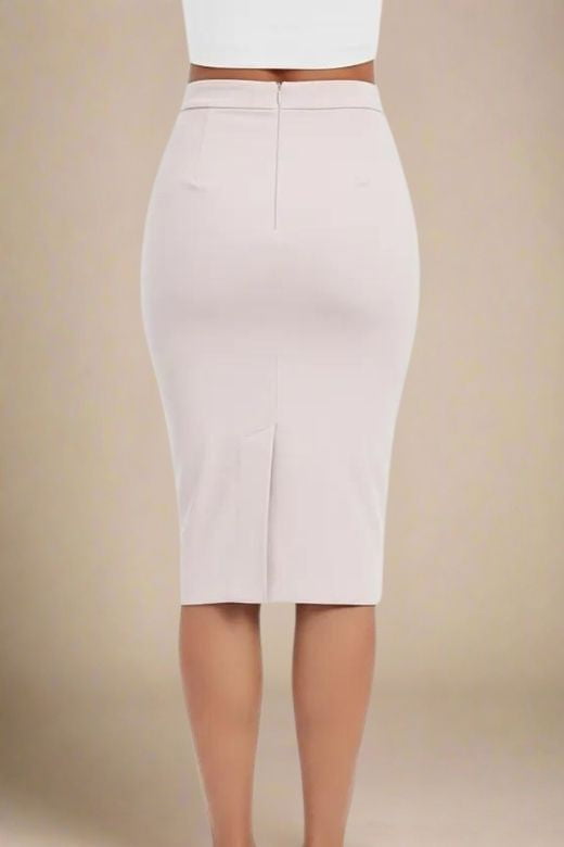 Pencil High Waist Bandage Midi Skirt - Cream