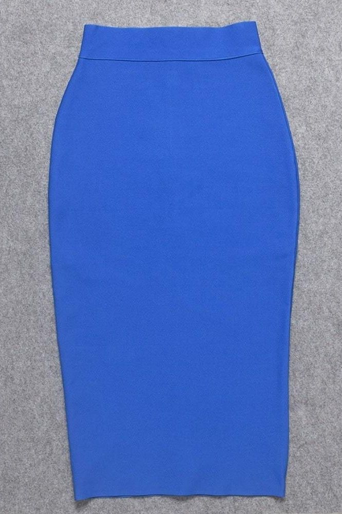 Pencil High Waist Bandage Midi Skirt - Royal Blue