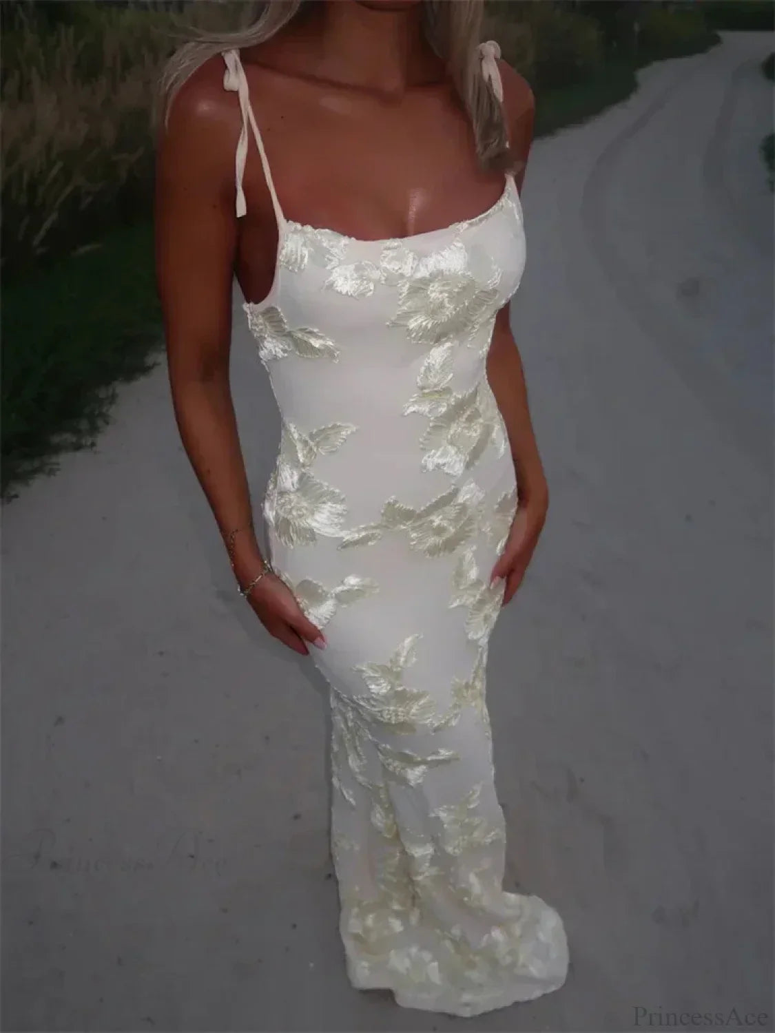Printed Bandage Ruffled Mini Dress White Maxi Dress / S minidress-250223