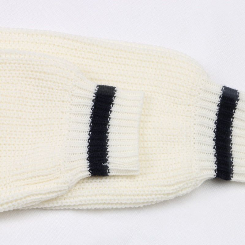 V-Neck Contrast Stripe Ribbed Knit Oversized Sweater 11