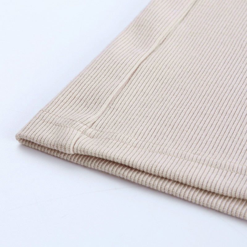 Spaghetti Strap Ribbed Knit High Slit Bodycon Maxi Dress