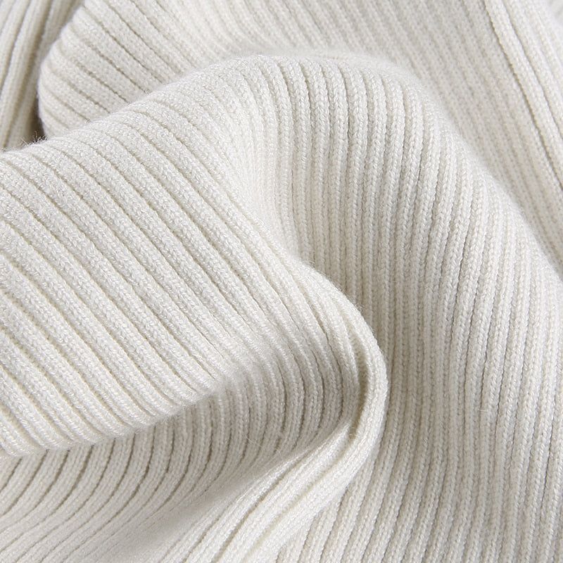 Beige Turtleneck Ribbed Long Sleeve Cropped Shrug Sweater 8