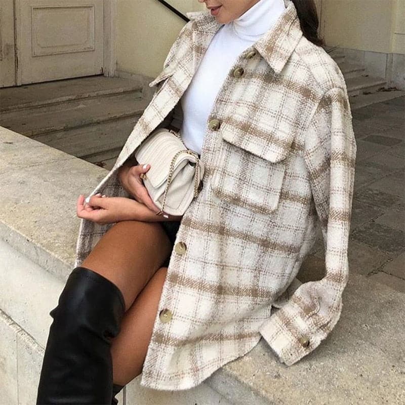 Women Soft Tweed Fashion Elegant Coats