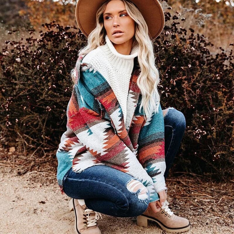 Women Vintage Splicing Loose Jacket