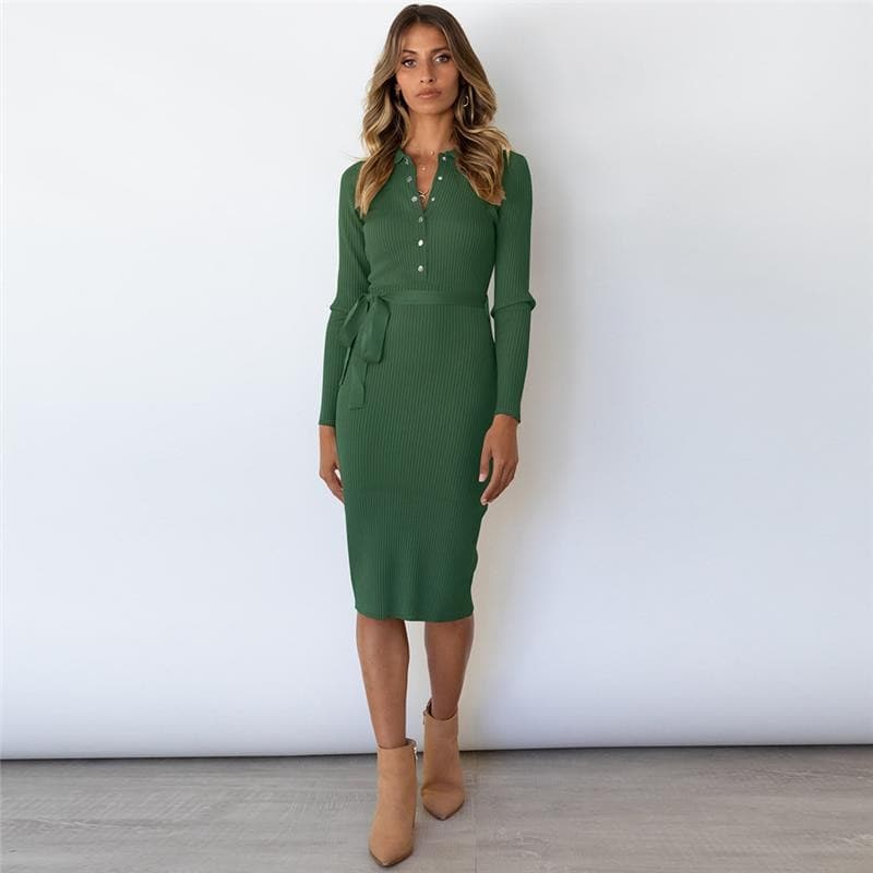 Elegant Fashion Bandage Sweater Dress